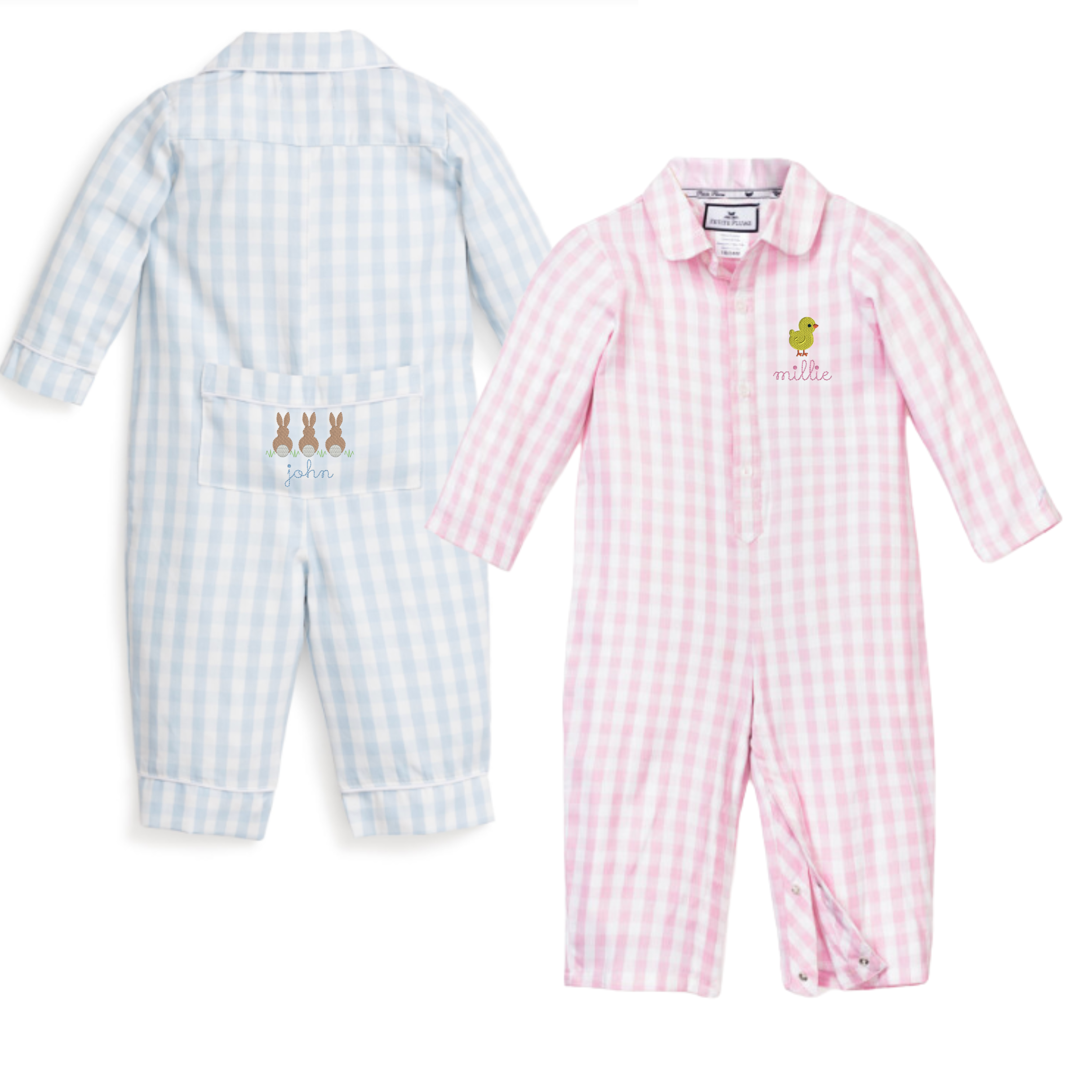 Petite Plume Gingham Pajama Baby Romper - Main Image
