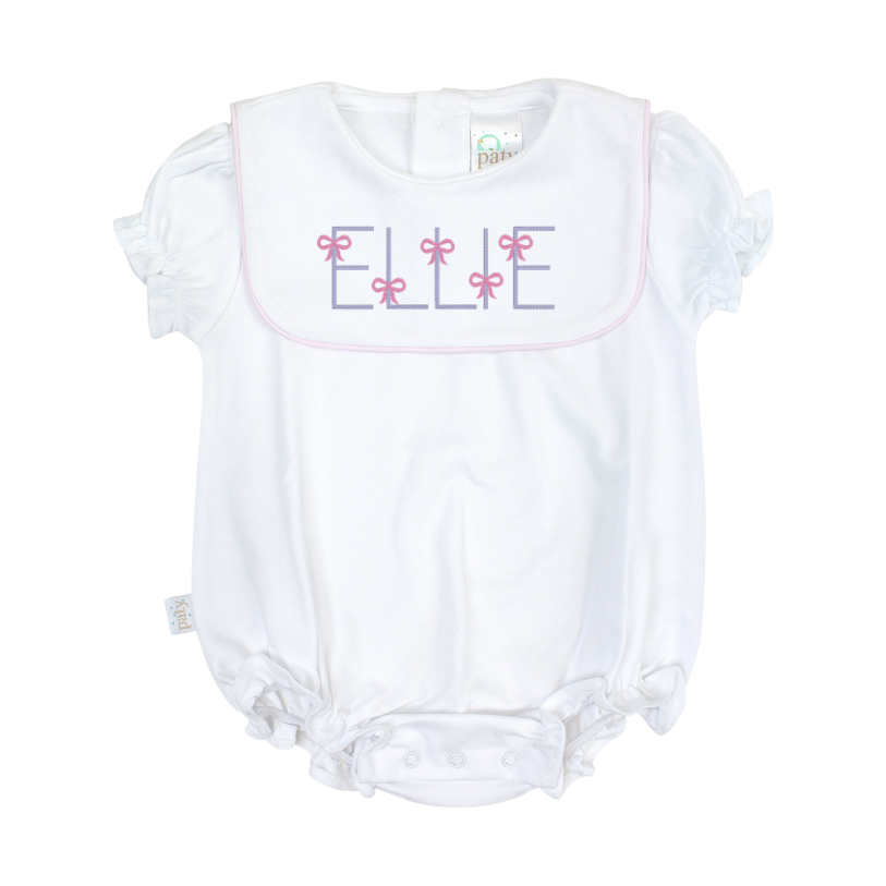 Paty Pima White Bib Bubble - Pink Trim