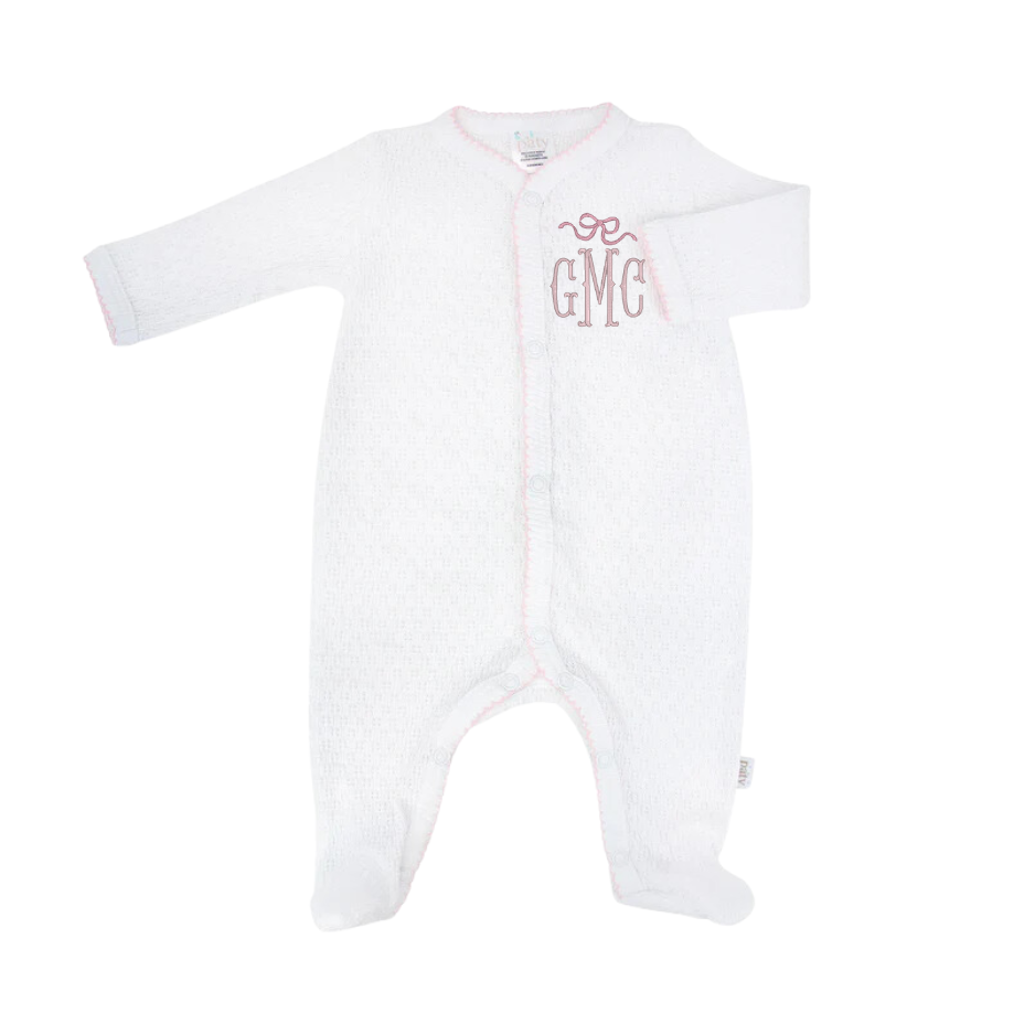 Pink Trim Paty Knit Footie