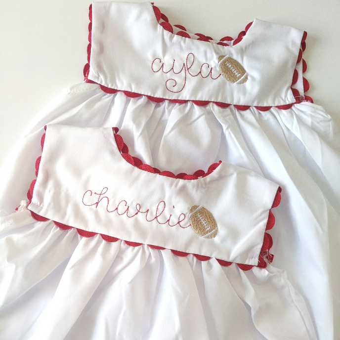 Gameday Red Trim Ric Rac Dress