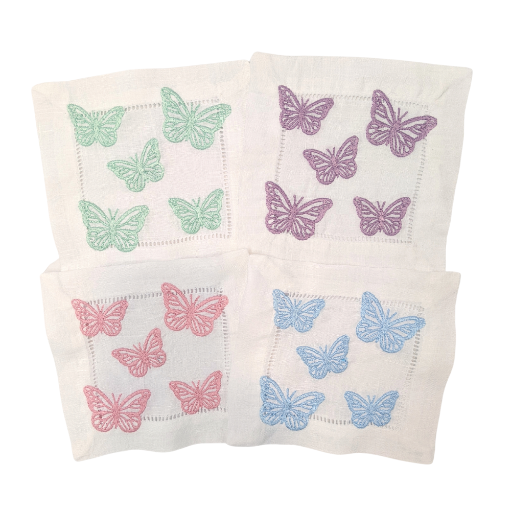 Butterfly Flutter Linen Cocktail Napkins