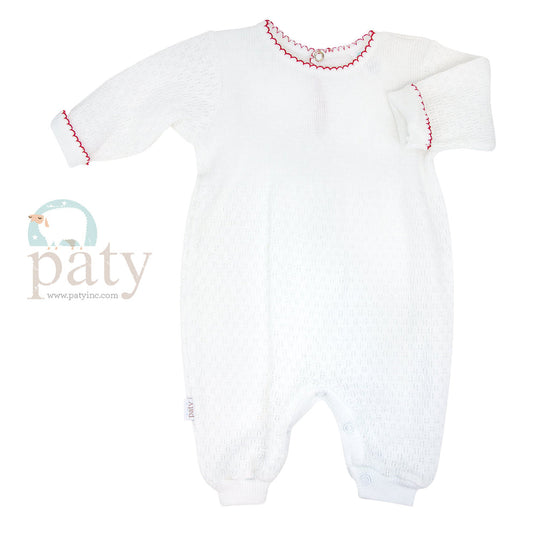 Paty Romper with Red Picot Trim - AVAILABLE END OF OCT