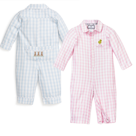 Petite Plume Gingham Pajama Baby Romper
