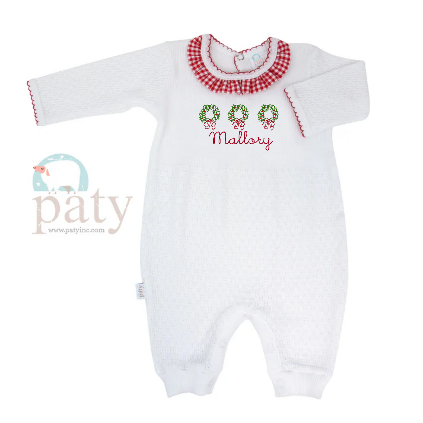 Paty Romper with Red Gingham Collar - AVAILABLE END OF OCT