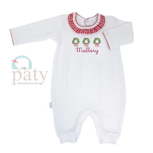 Paty Romper with Red Gingham Collar - AVAILABLE END OF OCT