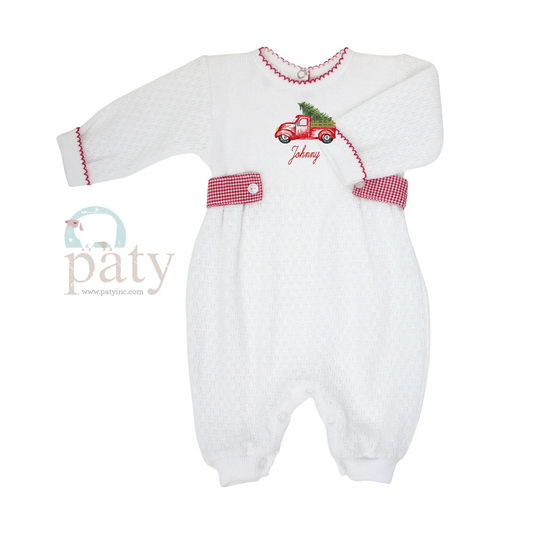 Paty Romper with Red Gingham Side Tabs - AVAILABLE END OF OCT