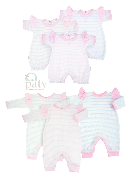 Pinstripe Ruffle Sleeve Romper/Bubble - AVAILABLE END OF OCT