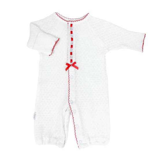 Paty Christmas Red Longsleeve Converter Gown with Eyelet Trim