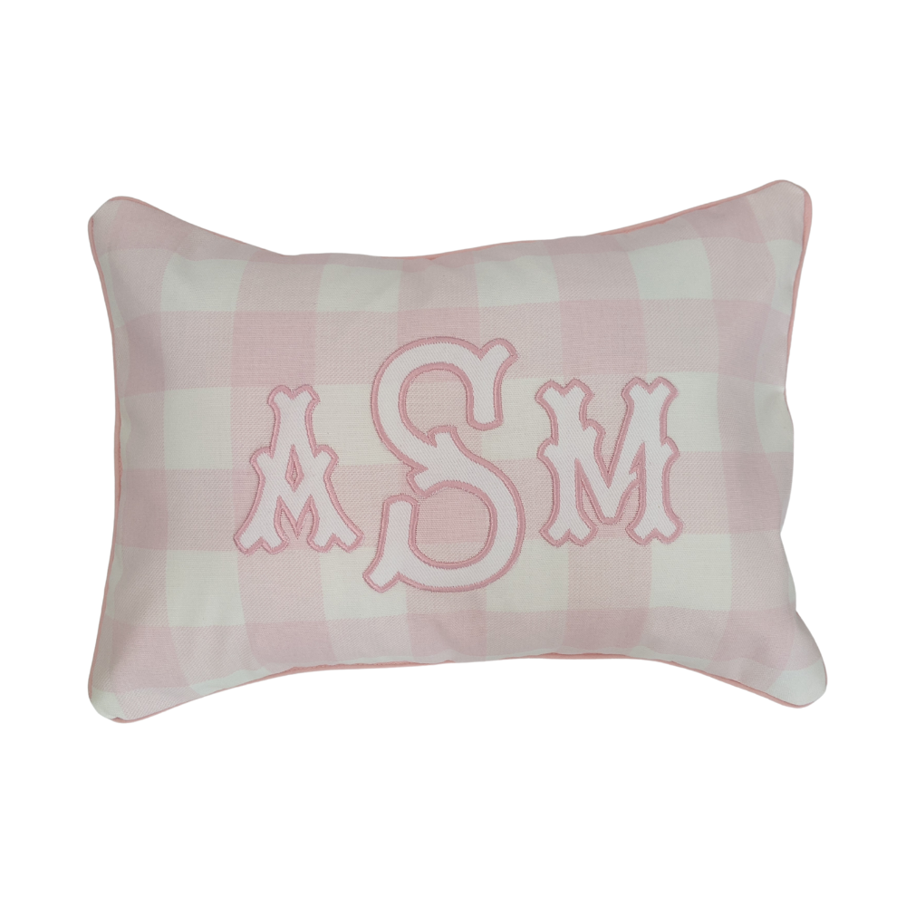 Pink Gingham Applique Pillow Cover