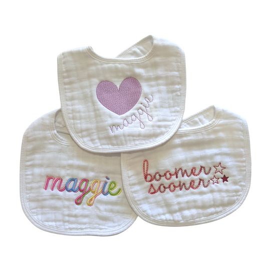 Muslin Baby Bib Trio Set